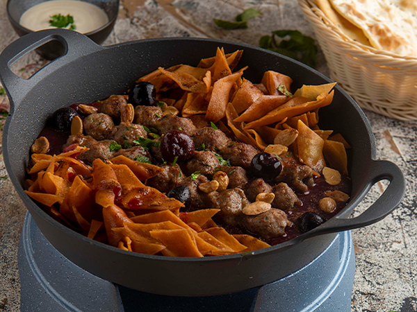 Lamb kebab with cherries