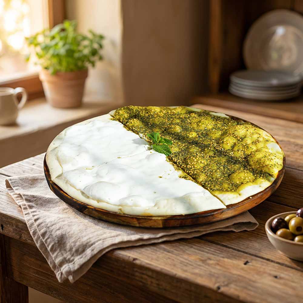 منؤشة لبنة مع زعتر